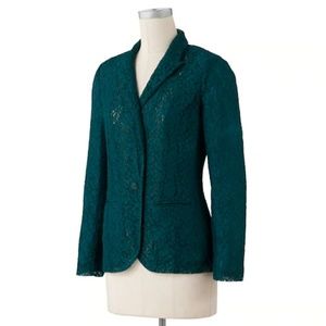 Deep Teal Green Lace Blazer Lauren Conrad